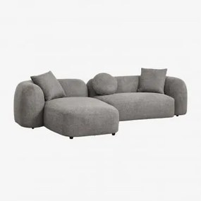 Sofá Chaise Longue Esquerdo Modular De 2 Peças Em Chenille Coco Thick Chenille Granite Grey - Sklum