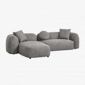 Sofá Modular Chaise Longue Esquerdo De 2 Peças Em Chenille Coco Thick Chenille Granite Grey - Sklum