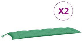 Almofadões banco jardim 2 pcs 150x50x7cm tecido oxford verde