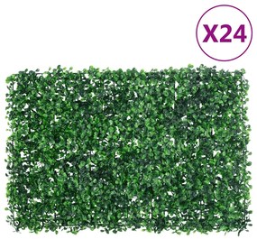 vidaXL Vedação de arbusto artificial 24 pcs 40x60 cm verde