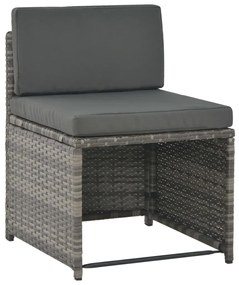 Conjunto jantar p/ exterior com almofadões 7 pcs vime cinzento