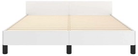 Estrutura cama c/ cabeceira 140x200 cm couro artificial branco