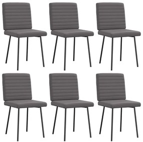 Cadeiras de jantar 6 pcs couro artificial cinzento