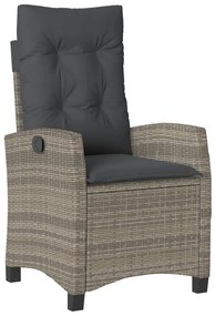 7 pcs conjunto de jantar p/ jardim c/ almofadões vime PE cinza