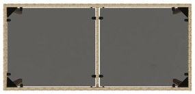 Mesa de jardim com tampo de vidro 115x54x74 cm vime PE bege