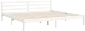Estrutura de cama com cabeceira 200x200cm madeira maciça branco