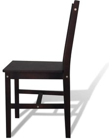 Cadeiras de jantar 4 pcs madeira de pinho castanho-escuro