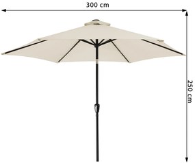 Guarda-sol LED Florida com proteção UV 80+ Ø300 x 250 cm Creme