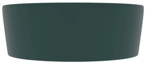 Lavatório c/ extravasamento 36x13cm cerâmica verde-escuro mate