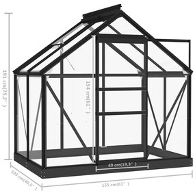 Estufa 155x103x191 cm alumínio e vidro antracite