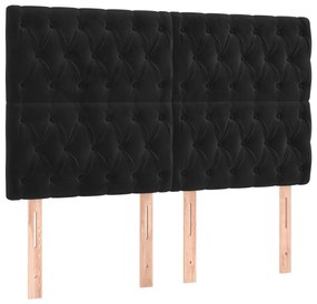 Cama box spring c/ colchão/LED 160x200 cm veludo preto