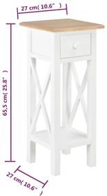 Mesa lateral 27x27x65,5 cm madeira branco