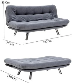 Sofá-Cama de 3 Lugares Misa – Multicolor – 52x175x40 cm