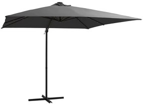 vidaXL Guarda-sol cantilever luzes LED/poste aço 250x250 cm antracite