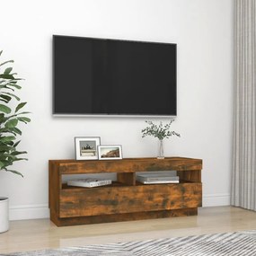 Móvel de TV com luzes LED 100x35x40 cm carvalho fumado