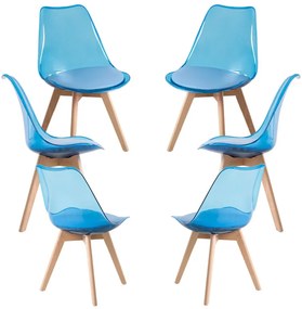 Pack 6 Cadeiras Synk Transparentes - Azul