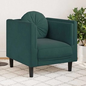 Poltrona com almofadão veludo verde-escuro