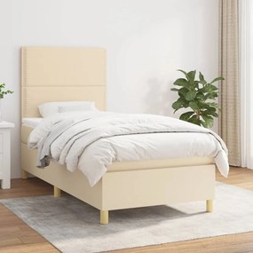 Cama com molas/colchão 90x190 cm tecido cor creme