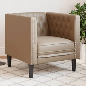 vidaXL Sofá chesterfield couro artificial cappuccino