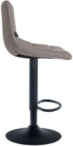 Banco de bar Jerry em tecido com estrutura preta 87-108,5 x 43 x 46,5 cm Cinzento