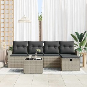 vidaXL Conjunto de Sofá de Jardim 6 Peças com Almofadas Rattan Poli Bege Claro