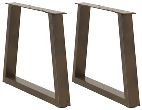 Mesa de jantar pernas 2 pcs forma V 50x(42-43,3) cm aço natural