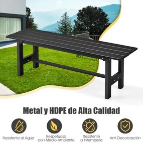 Banco jardim de exterior para 2 pessoas com estrutura metálica e assento de ripas Capacidade 300 kg para Pátio Jardim Varanda 120 x 36 x 40,5 cm Preto
