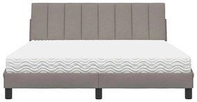 Cama com colchão 160x200 cm tecido castanho-acinzentado