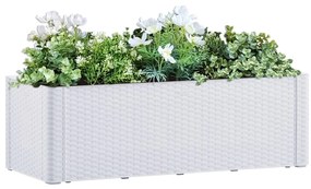 vidaXL Vaso/floreira c/ sistema rega automática 100x43x33 cm branco