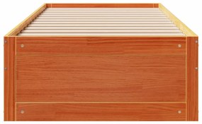 Cama sem colchão com gavetas madeira pinho maciça castanho-mel