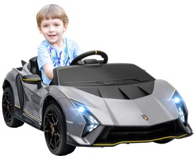 Carro Elétrico para Crianças Lamborghini 12V Controlo Remoto Faróis Buzina Arranque Lento e Música MP3 114,5x64x45,5 cm Cinza