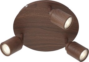Plafon de teto Japandi madeira escura com spots ajustáveis 3-luzes IP44 - Ducha