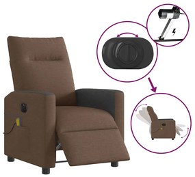 Poltrona de massagens reclinável elétrica tecido castanho