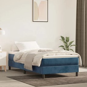 Estrutura de cama sem colchão 90x190 cm veludo azul-escuro