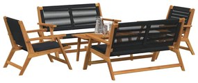 Cadeiras de Jardim com Mesa 5 pcs Preto Madeira Maciça de Acácia