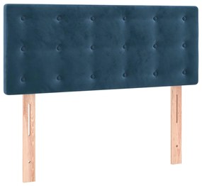 Cama box spring c/ colchão/LED 90x200 cm veludo azul-escuro