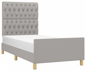 Estrutura de cama sem colchão 90x200 cm tecido cinzento-claro