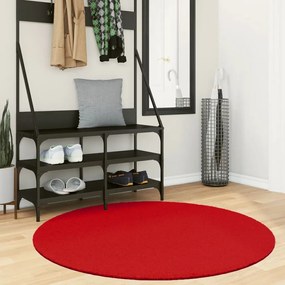 vidaXL Tapete de pelo curto OVIEDO Ø 120 cm vermelho