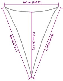 Para-sol estilo vela 160 g/m² 5x7x7 m PEAD bege