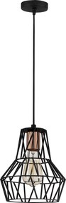 Candeeiro Chandelier Tortum – Preto – 20 cm de Diâmetro, 115 cm de Alt