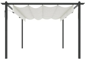 Gazebo de jardim com telhado retrátil 4x3 m cor creme