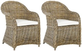 Conjunto de 2 cadeiras de jardim em rattan cor natural SUSUA Beliani