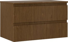 Mexen Rivel armário de casa de banho de 80 cm com tampo, 2 gavetas, canelado, nogueira - 91A20-08047-2-BFFC86