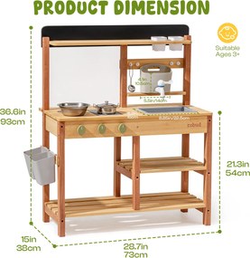 Cozinha de brincar para crianças para exterior 93 x 73 x 38 cm Caramelo