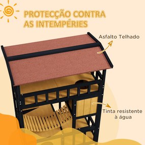 PawHut Casa para Gatos de Madeira 84x60x116 cm Abrigo para Gatos de 4