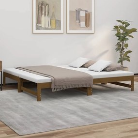 vidaXL Sofá-cama de puxar 2x(75x190) cm pinho maciço castanho mel