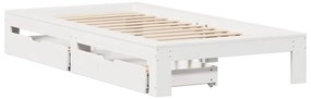 Cama sem colchão 90x190 cm madeira de pinho maciça branco