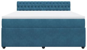 Cama com molas/colchão 180x200 cm veludo azul