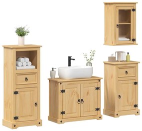 vidaXL 4 pcs conj. de móveis p/ casa de banho Corona pinho maciço