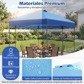 Tenda Dobrável de Jardim Hexagonal, 361,5 x 361,5 x 265 cm, Altura Regulável, Azul
